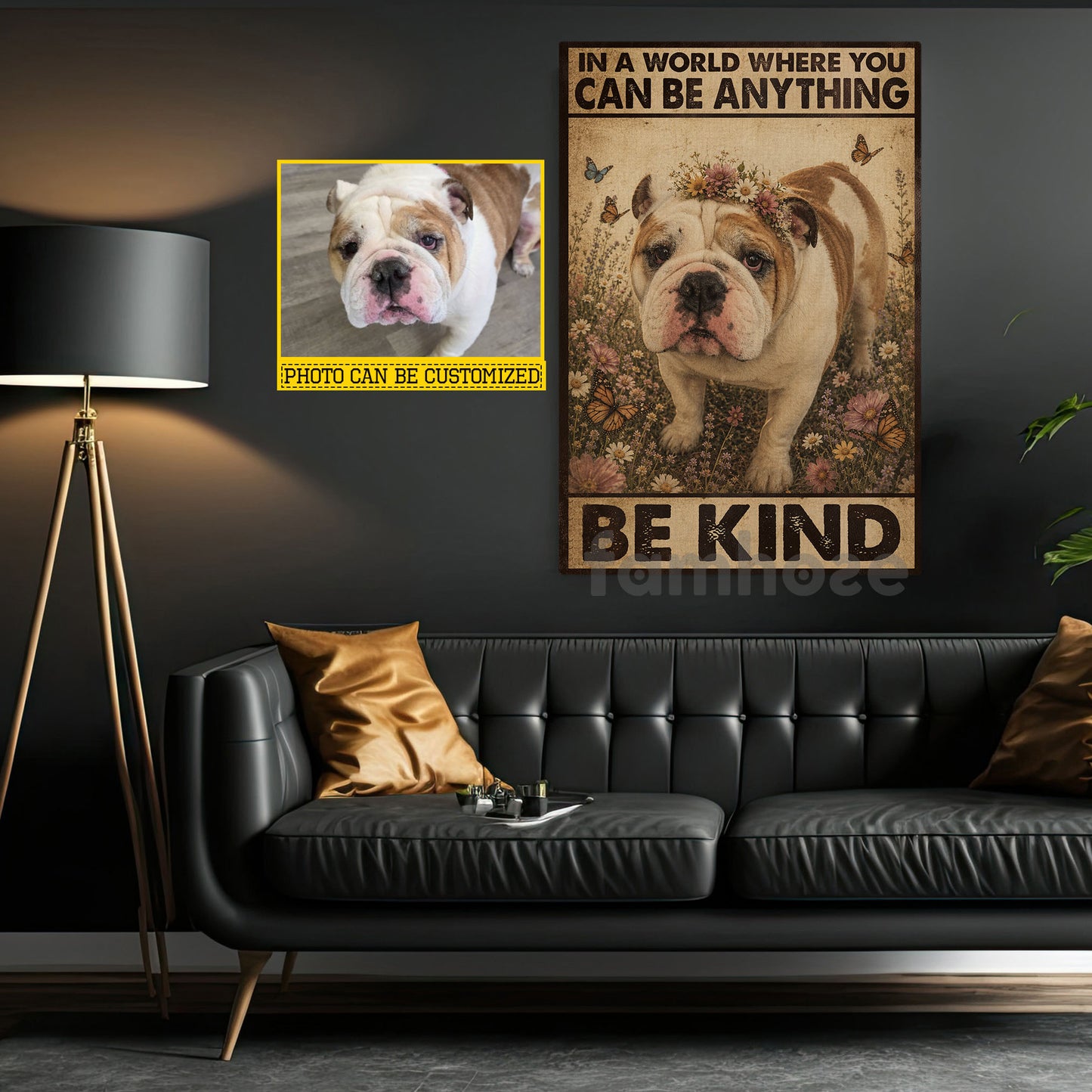Funny Quote Personalized Dog Canvas Painting, In A World Where You Can Be Anything Wall Art Decor, Poster Gift For Dog Lover