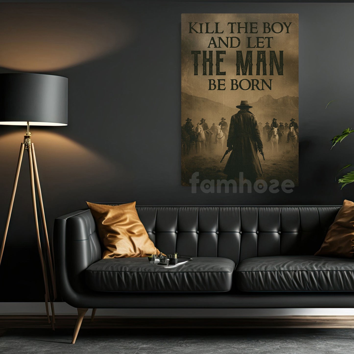Cowboy Canvas Painting, Let The Man Be Born Wall Art Decor, Poster Gift For Cowboys