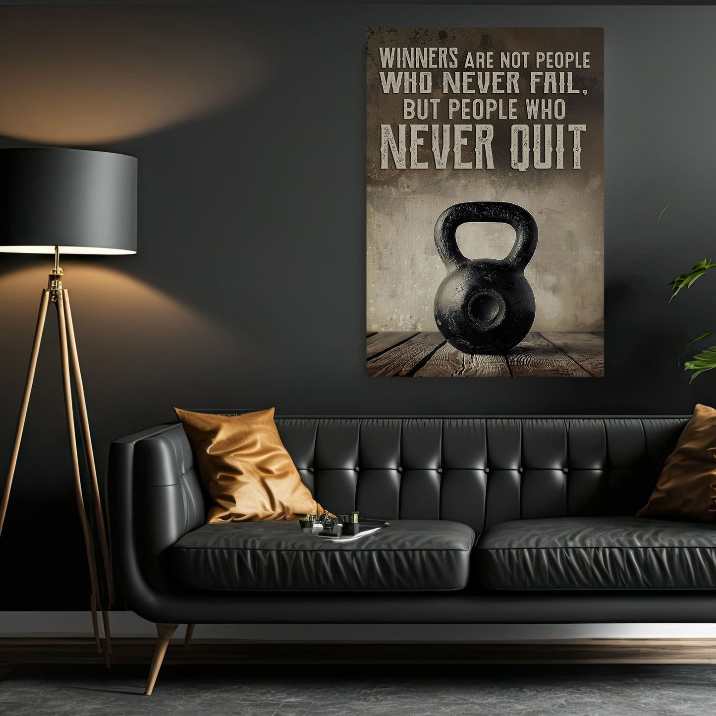 Gym Canvas Painting, Never Quit, Motivational Fitness Quotes Wall Art Decor, Ideal Poster Gift For Sports Enthusiasts