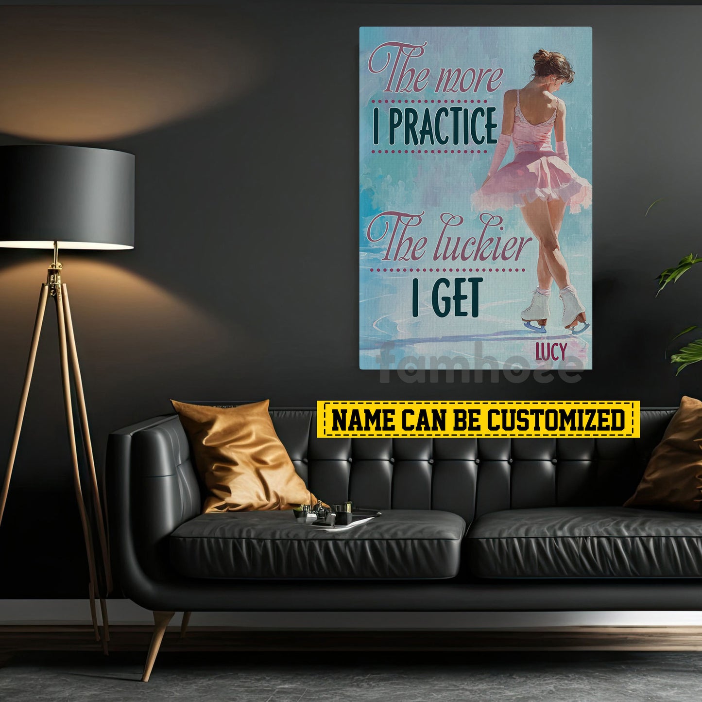 Motivational Personalized Ice Skating Woman Canvas Painting, The More I Practice Sport Wall Art Decor, Poster Gift For Ice Skating Lovers
