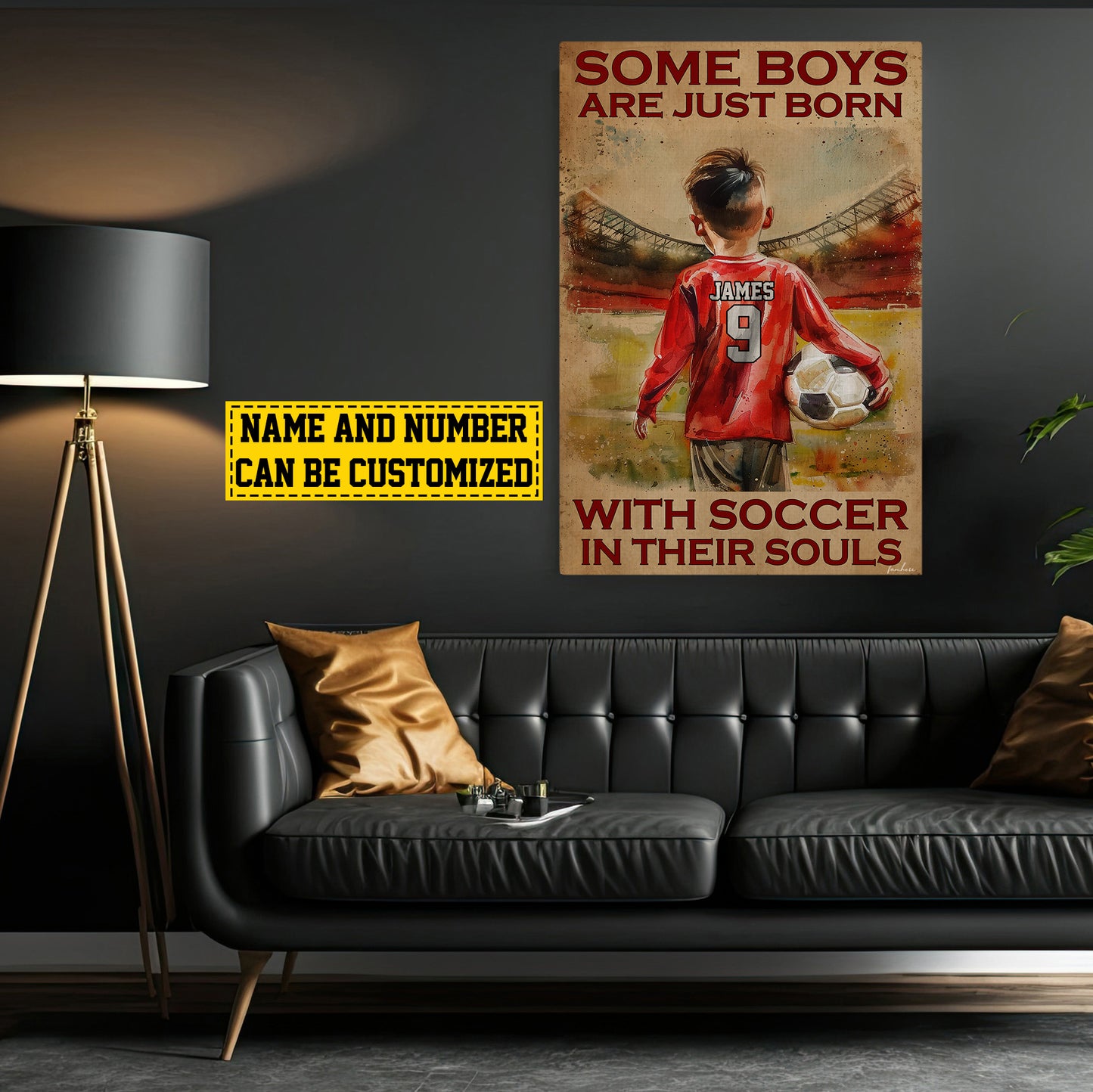 Personalized Funny Soccer Canvas Painting, Some Boys Are Just Born With Soccer, Sports Quotes Wall Art Decor, Poster Gift For Soccer Lovers, Soccer Boys