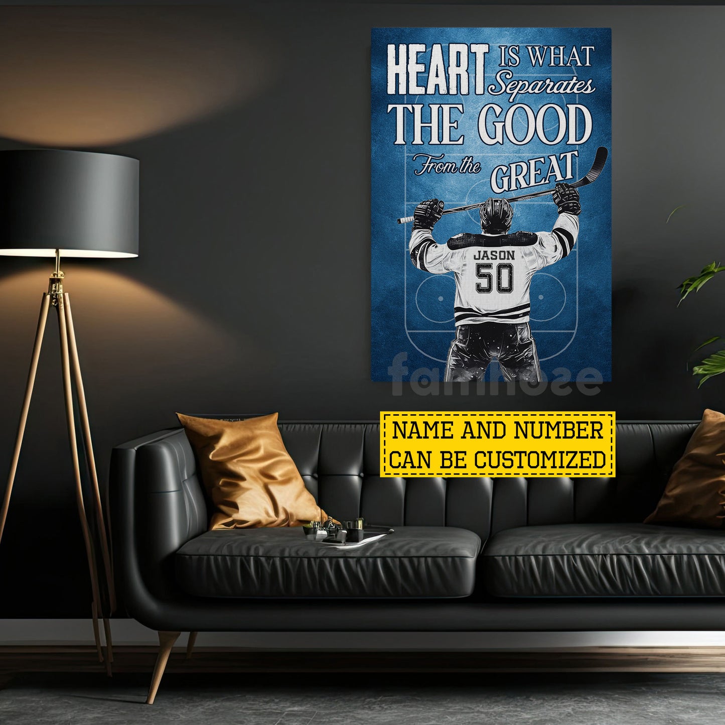 Personalized Hockey Man Canvas Painting, Heart Is What Separates Sport Wall Art Decor, Poster Gift For Hockey Lover