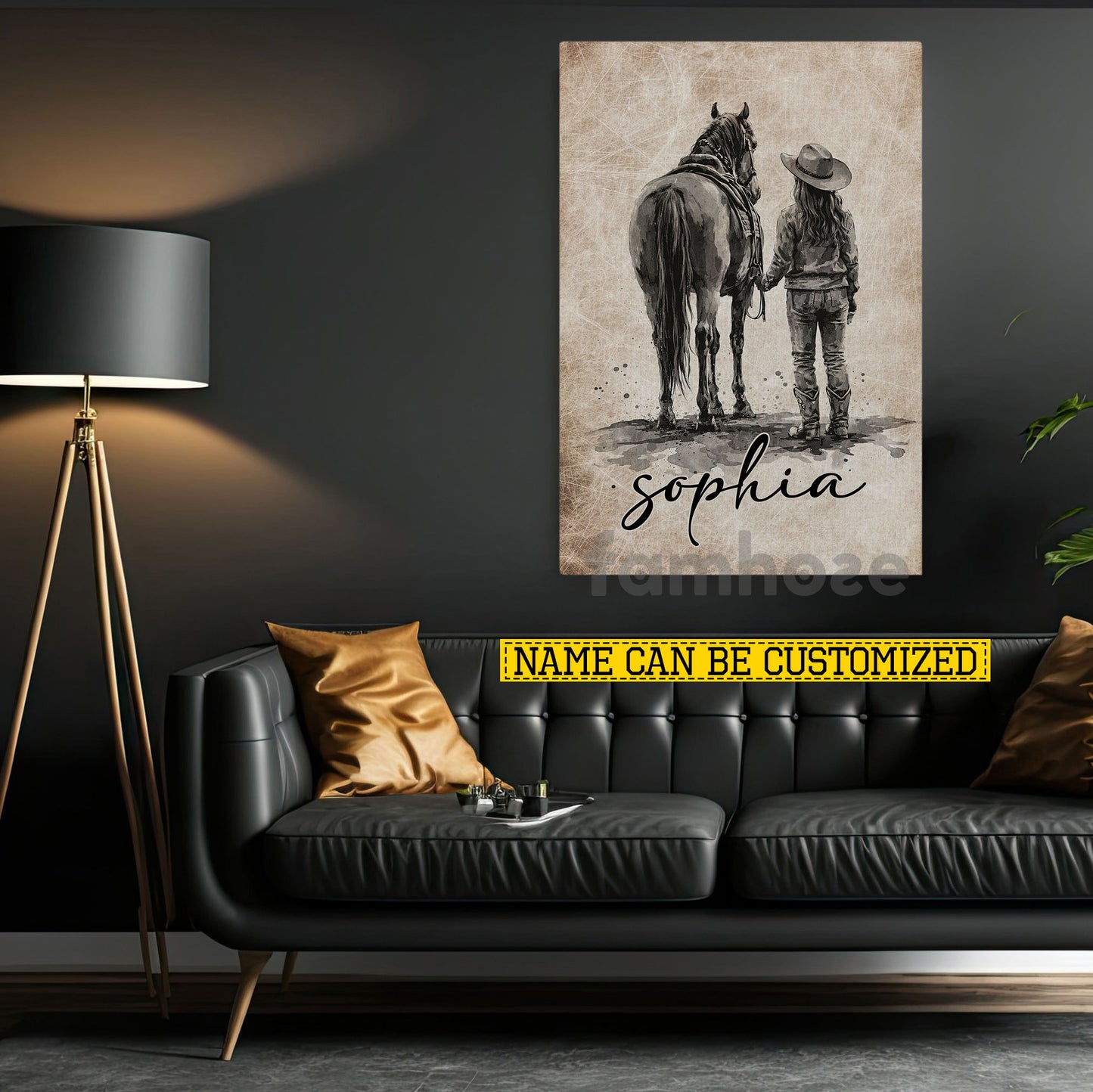 Personalized Horse And Cowgirl Kid Canvas Painting, Western Ranch Life Wall Art Decor, Poster Gift For Cowgirl