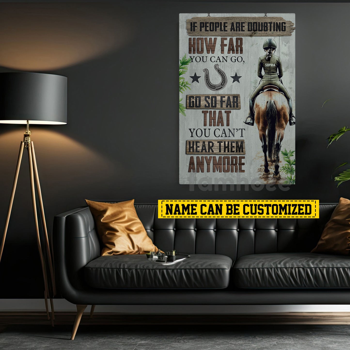 Personalized Horse Riding Girl Canvas Painting, If People Are Doubting How Far You Can Go Inspirational Quotes Wall Art Decor, Poster Gift For Horse Girl