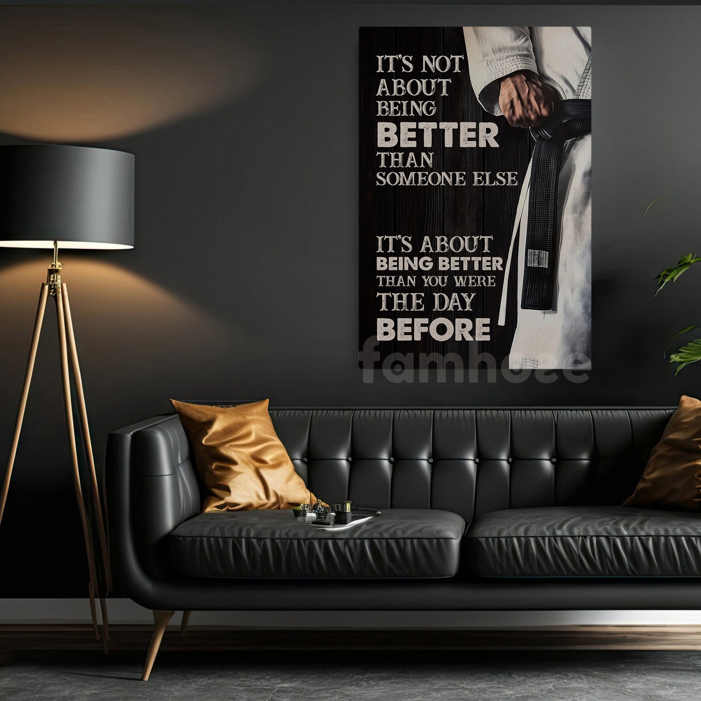 Jiu Jitsu Boy Canvas Painting, It's About Being Better Than You Were The Day Before Inspirational Quotes Wall Art Decor, Poster Gift For Fan Of Jiu Jitsu