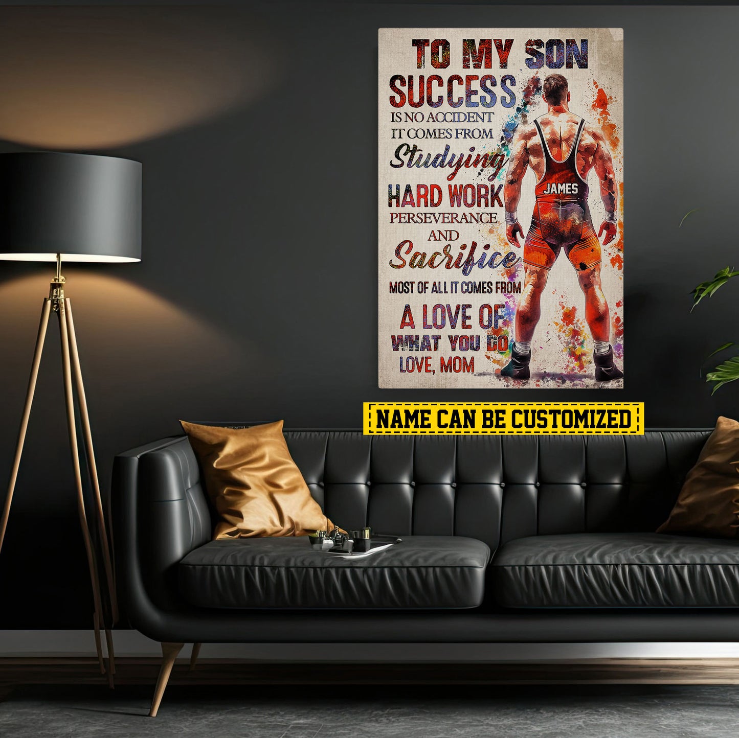 Personalized Wrestling Boy Canvas Painting, To My Son Love Of What You Do, Sports Quotes Wall Art Decor, Poster Gift For Wrestling Lovers, Wrestling Boys