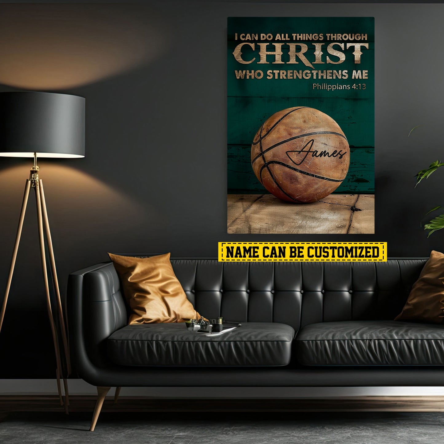 Personalized Basketball Canvas Painting, I Can Do All Things, Sports Quotes Wall Art Decor, Poster Gift For Basketball Lovers