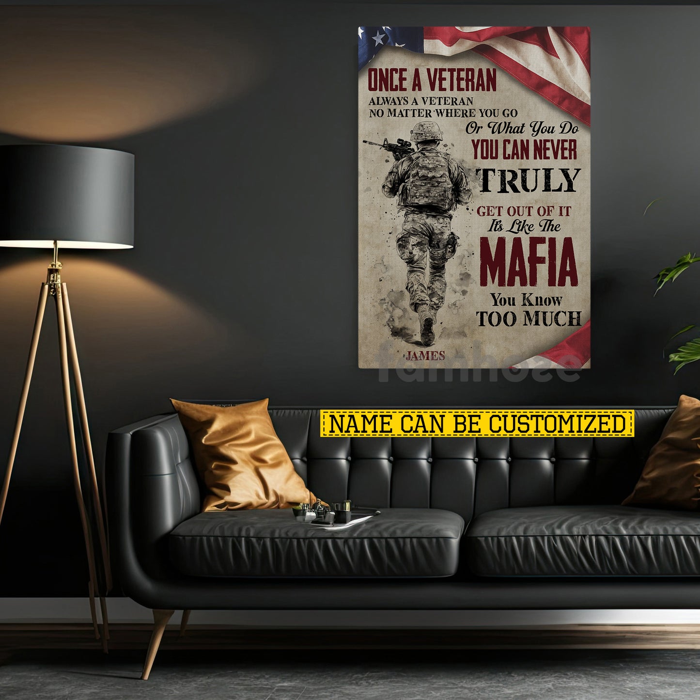 Funny Personalized Veterans Canvas Painting, Once A Veteran Always A Veteran Wall Art Decor, Poster Gift For Former Soldiers