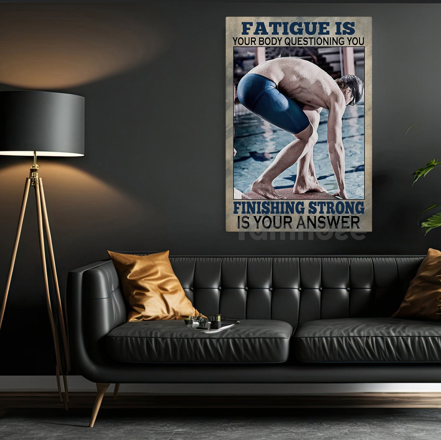 Swimming Man Canvas Painting, Fatigue Is Your Body Questioning You Sport Wall Art Decor, Poster Gift For Swimming Lovers