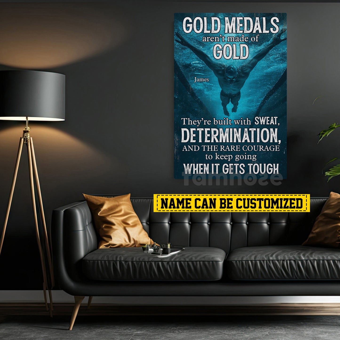Personalized Swimming Man Canvas Painting, Gold Medals Aren't Made Of Gold Sport Wall Art Decor, Poster Gift For Swimming Lovers