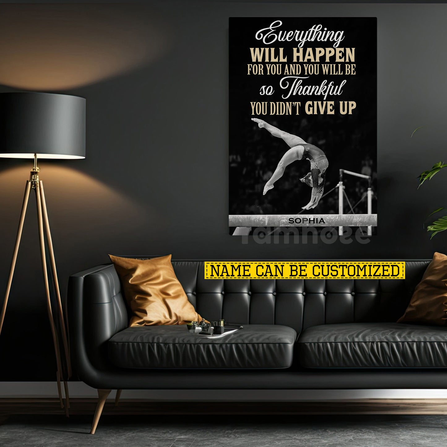 Motivational Personalized Gymnastic Girl Canvas Painting, Everything Will Happen For You Wall Art Decor, Poster Gift For Gymnastic Lovers