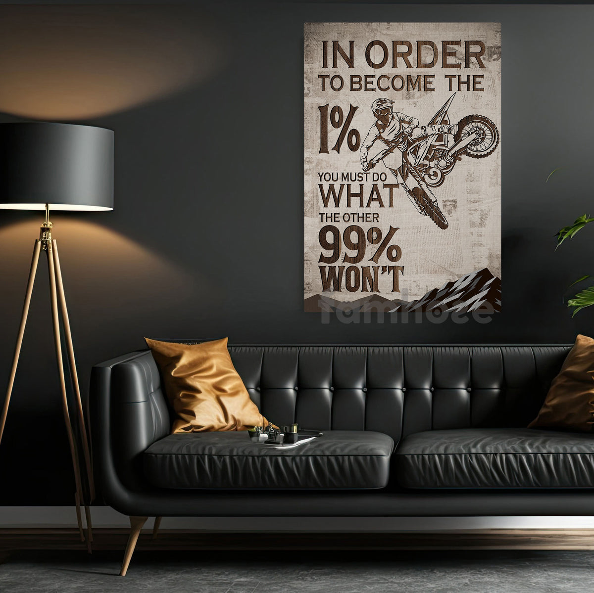 Motocross Dirt Bike Canvas Painting, In Order To Become The 1% Wall Art Decor, Poster Gift For Dirt Bike Lovers