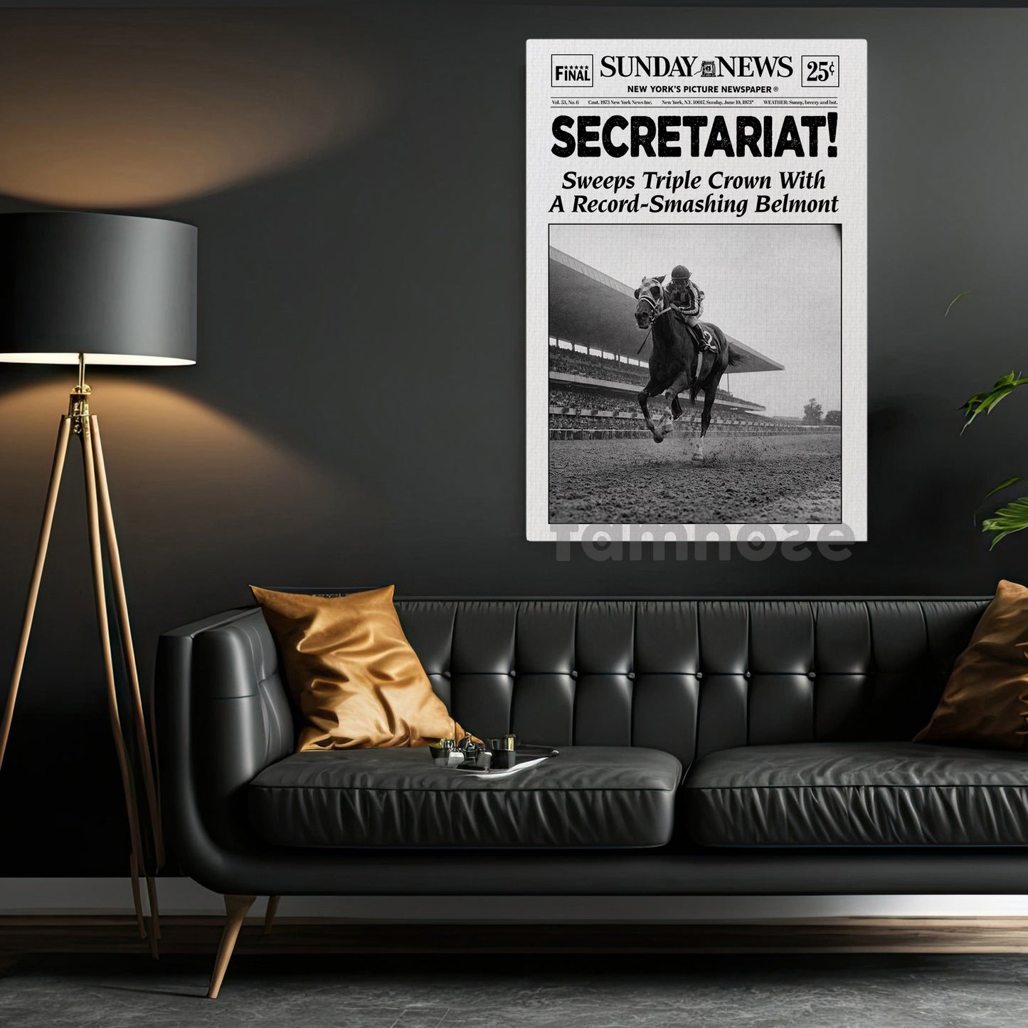Secretariat Horse Canvas Painting, Secretariat Sweeps Triple Crown Wall Art Decor, Poster Gift For Horse Racing Lovers, Fan Of Kentucky Derby