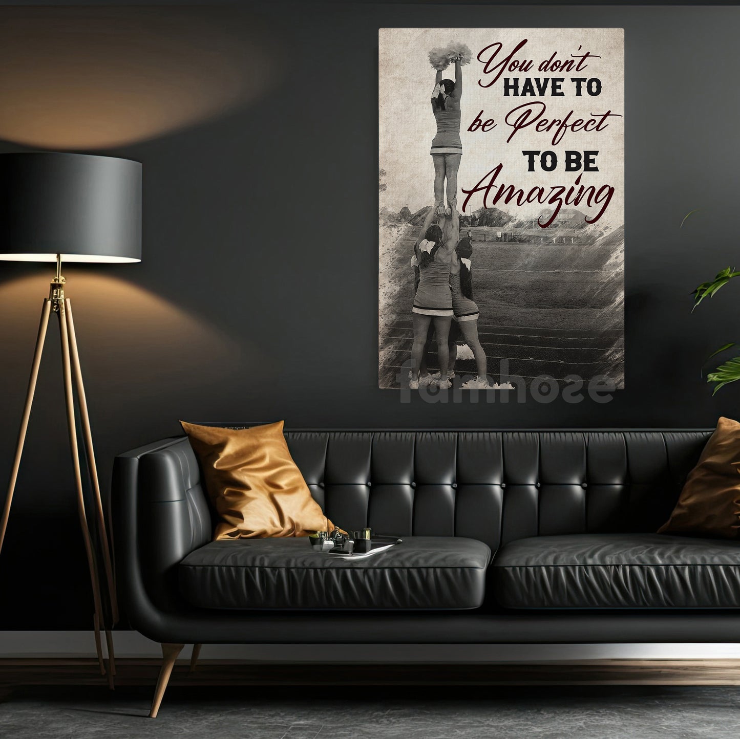 Motivational Cheerleading Canvas Painting, You Don't Have To Be Perfect Wall Art Decor, Poster Gift For Cheerleader