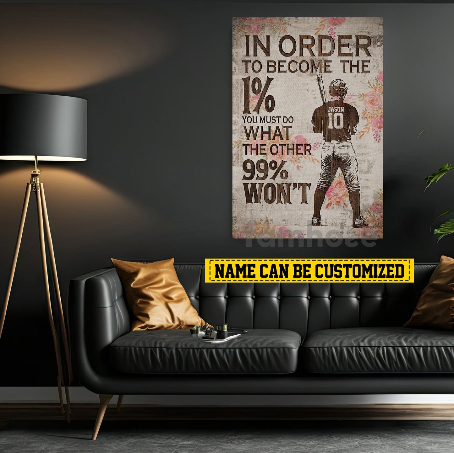 Personalized Baseball Man Canvas Painting, In Order To Become The 1% Sports Wall Art Decor, Poster Gift For Baseball Lovers