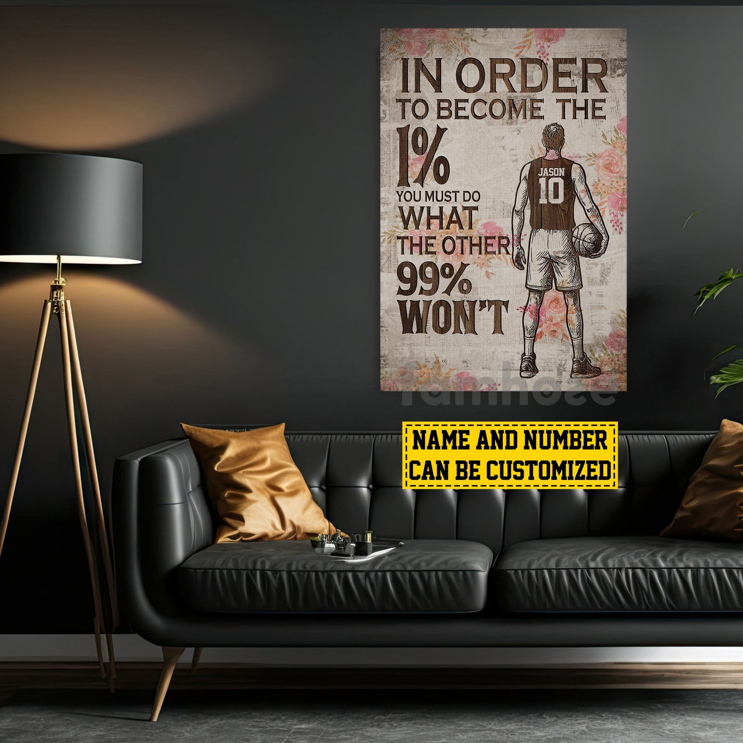 Personalized Basketball Man Canvas Painting, In Order To Become The 1% Sport Wall Art Decor, Poster Gift For Basketball Lovers