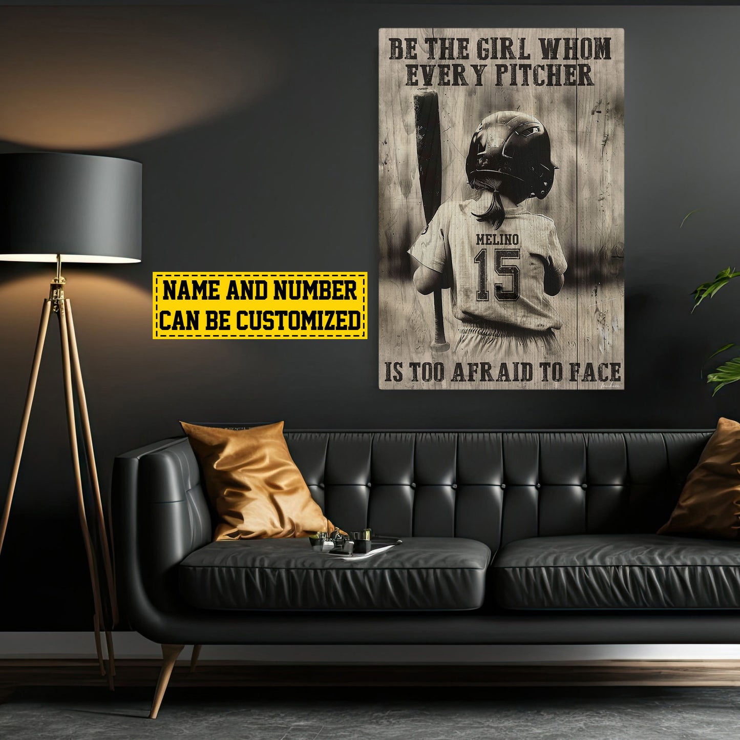 Be The Girl Whom Every Pitcher Is Too Afraid To Face, Personalized Softball Girl Canvas Painting, Sports Quotes Wall Art Decor, Poster Gift For Softball Lovers