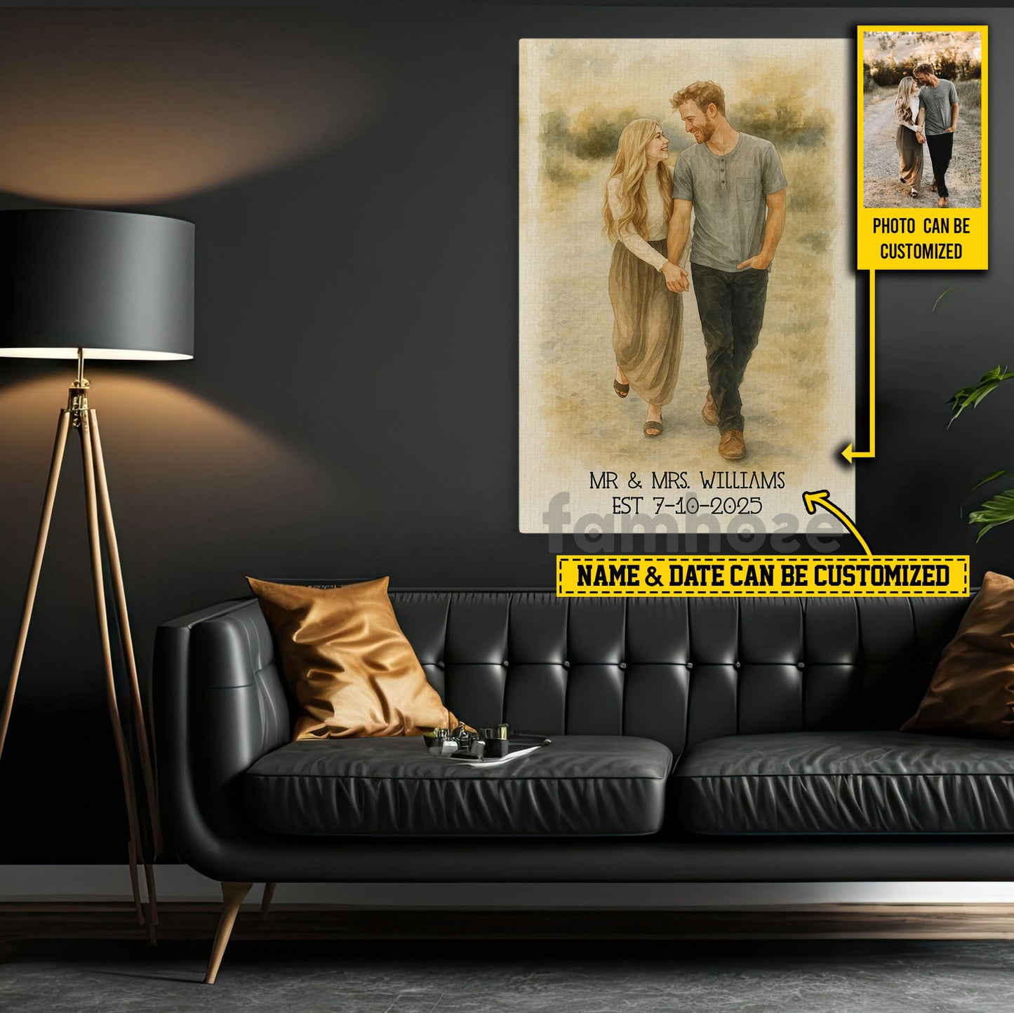 Lovely Personalized Couple Canvas Painting, Forever Us Wall Art Decor, Poster Gift For Couple