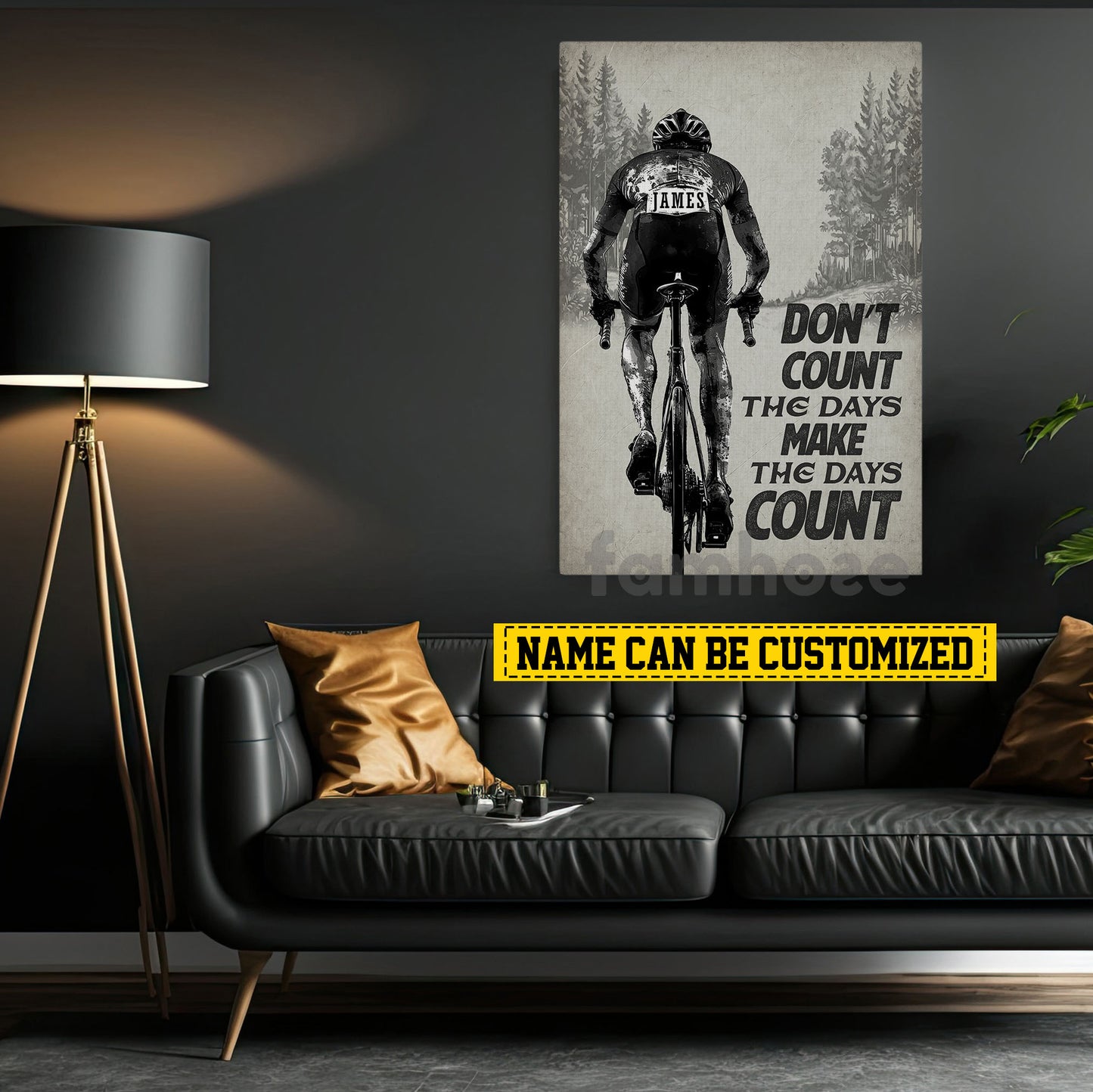 Motivational Personalized Cycling Man Canvas Painting, Don't Count The Days Make The Days Count Sports Wall Art Decor, Poster Gift For Cycling Lovers
