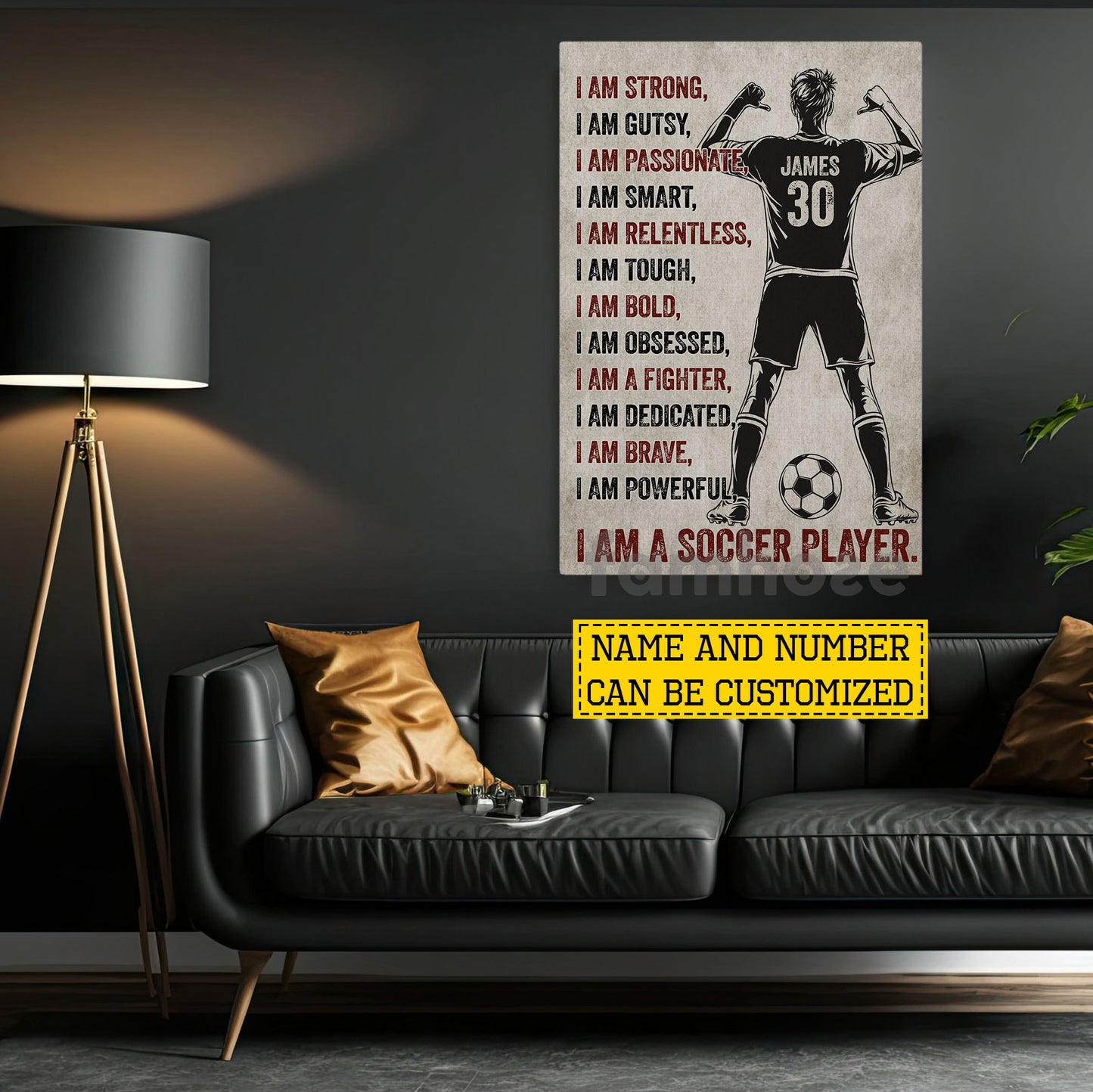 Personalized Soccer Man Canvas Painting, I Am A Soccer Player Sport Wall Art Decor, Poster Gift For Soccer Lover