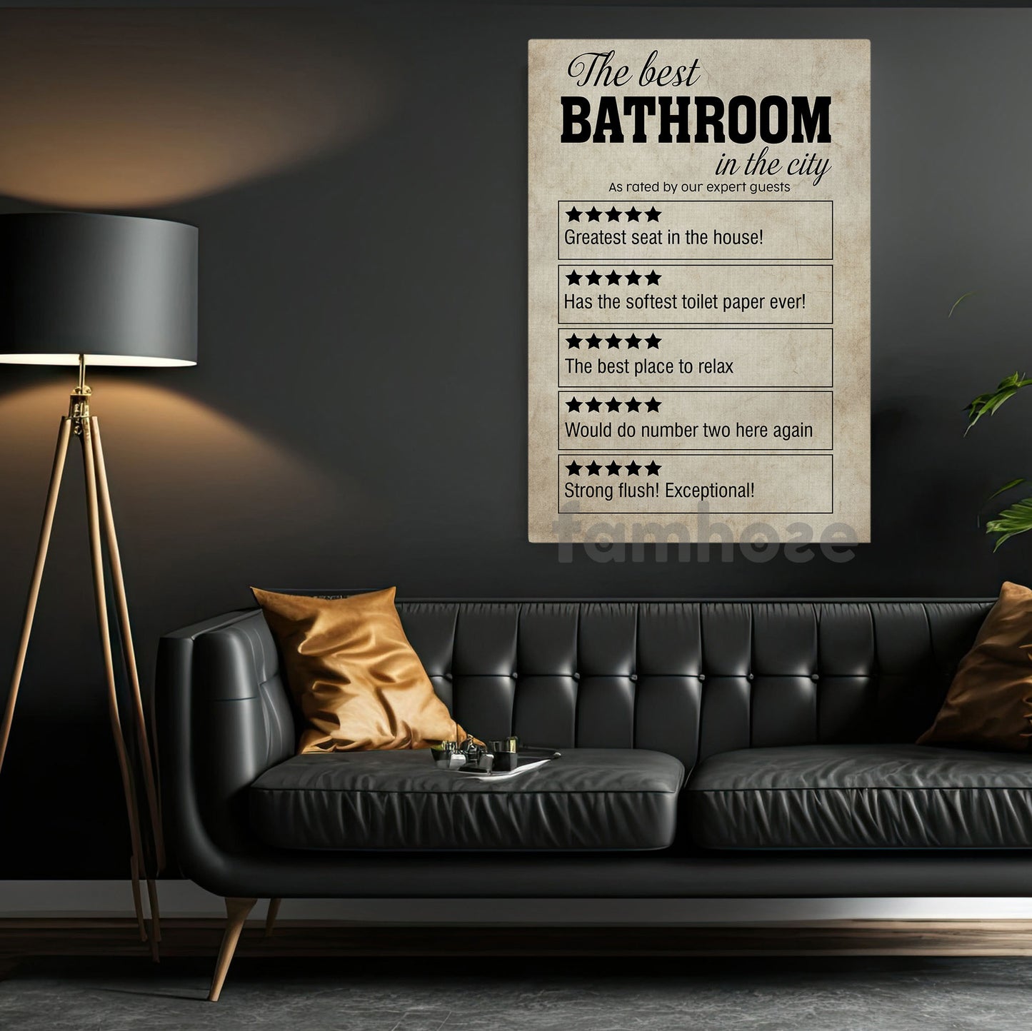 Funny Toilet Canvas Painting, The Best Bathroom In The City Wall Art Decor, Restroom Poster Gift
