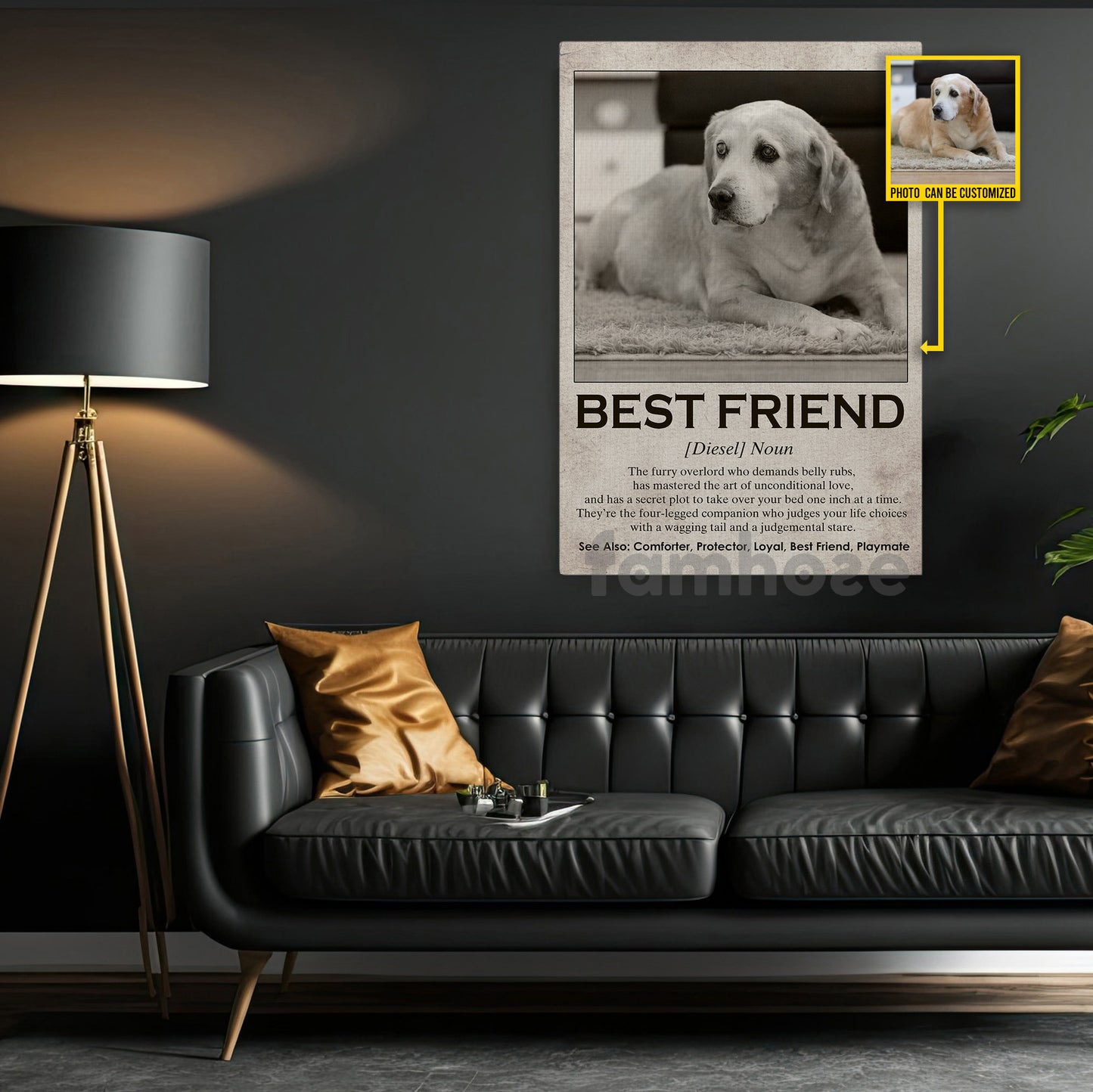 Personalized Photo Pet Die Canvas Painting, Best Friend Wall Art Decor, Poster Gift For Pet Lovers