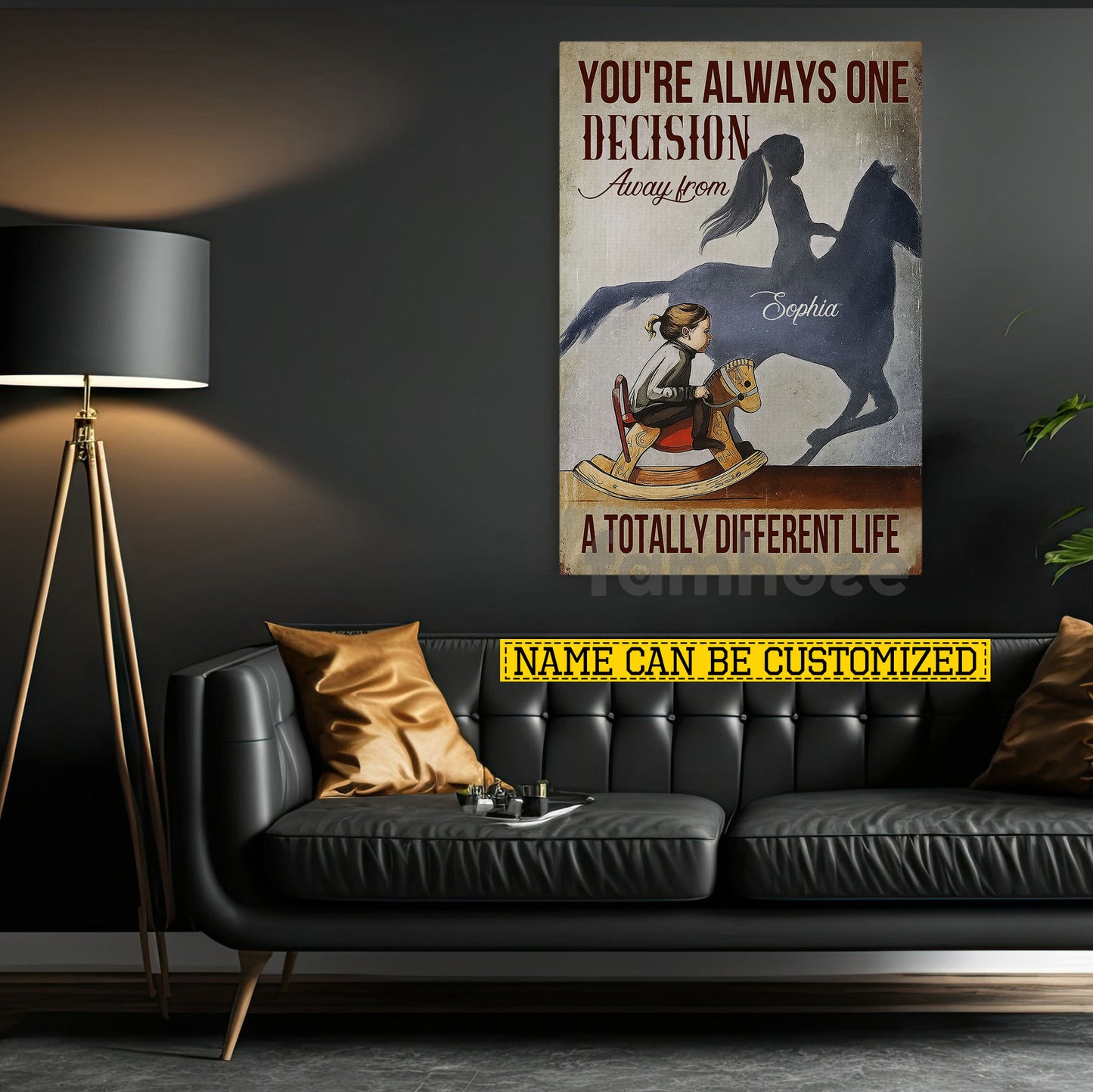 Personalized Horse Riding Girl Canvas Painting, A Totally Different Life Wall Art Decor, Poster Gift For Horse Girl