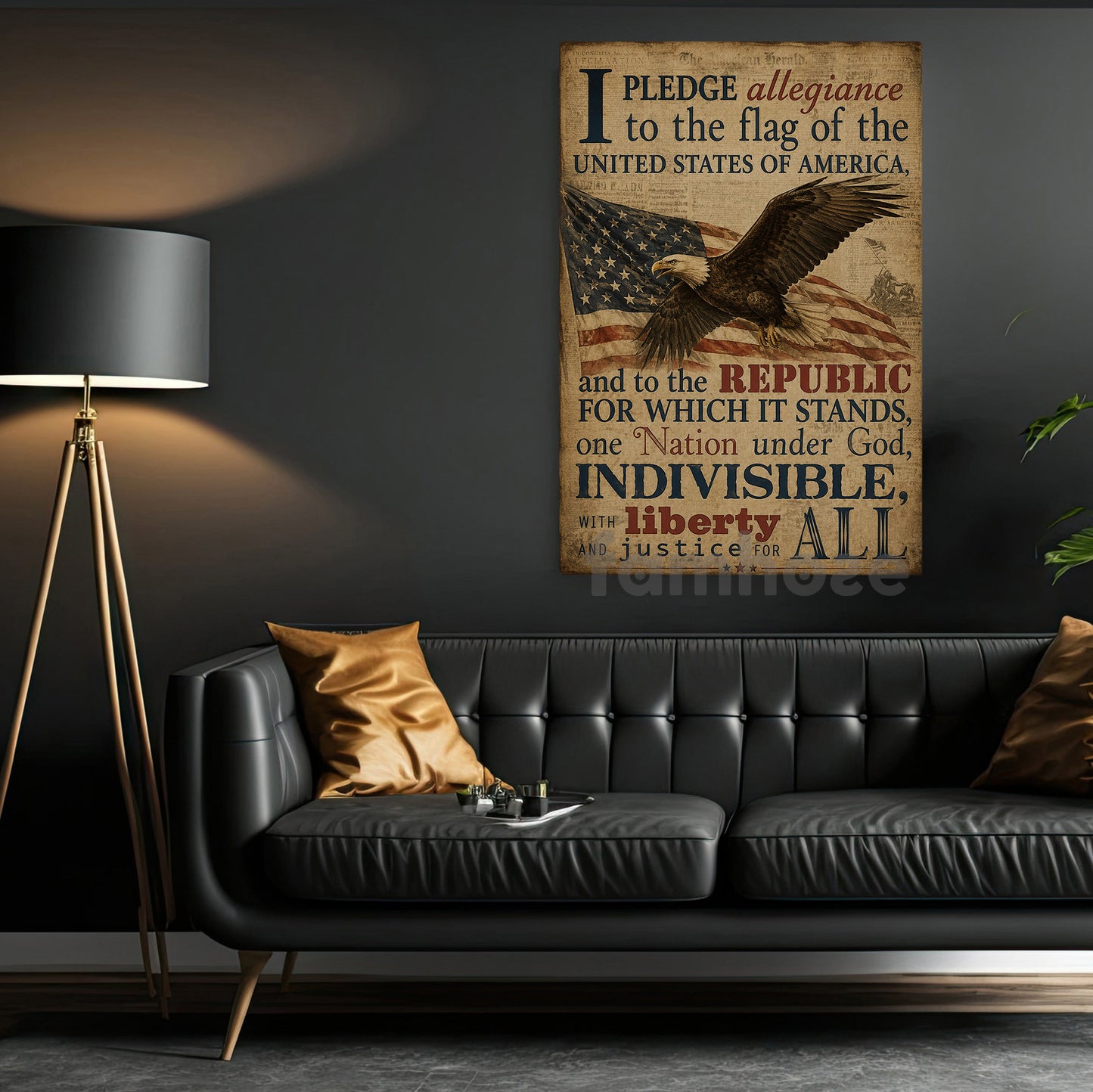July 4th Canvas Painting, I Pledge Allegiance To The Flag Of The United States Of America Wall Art Decor, Poster Independence Day Gift For American Lover