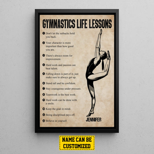 Personalized Motivational Gymnastics Girl Canvas Painting, Gymnastics Life Lessons, Inspirational Quotes Wall Art Decor, Poster Gift For Gymnastics Woman Lovers