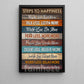 Steps To Happiness, Motivational Quote Wall Art Decor, Inspirational Canvas Painting, Poster Gift for Decoring Office, Living Room, or Workspace