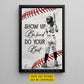 Personalized Softball Kid Girl Canvas Painting, Show Up Be Kind Do Your Best Sport Wall Art Decor, Poster Gift For Softball Lovers