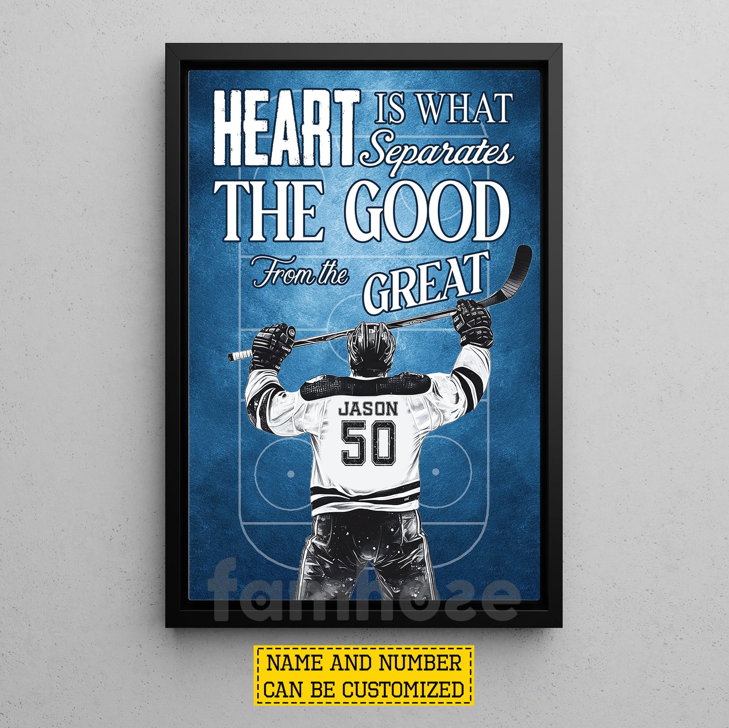 Personalized Hockey Man Canvas Painting, Heart Is What Separates Sport Wall Art Decor, Poster Gift For Hockey Lover