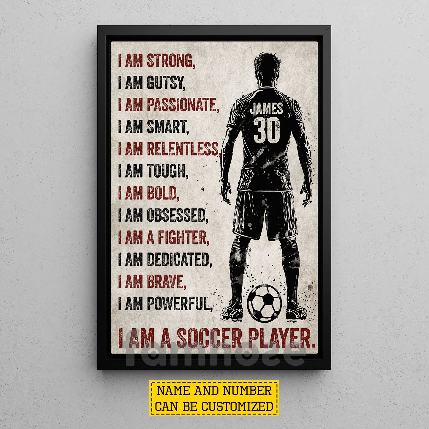 Personalized Soccer Man Canvas Painting, I Am A Soccer Player Sport Wall Art Decor, Poster Gift For Soccer Lover