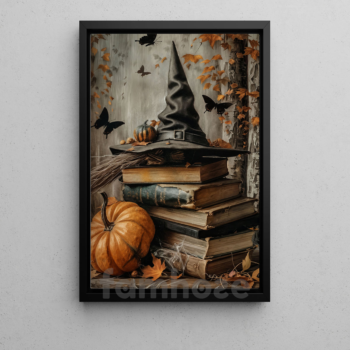 October Whispers And Witchcraft, Witches Canvas Painting, Spooky Season Wall Art Decor, Halloween Poster Gift For Witch Book Lovers