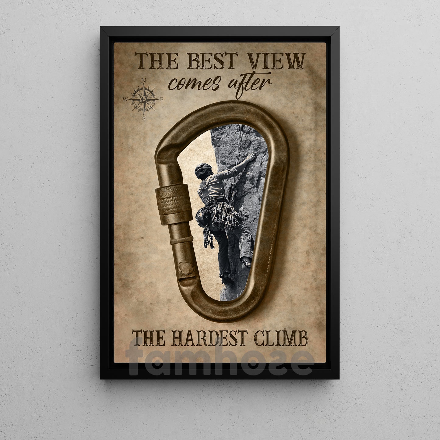 Motivational Climbing Canvas Painting, The Best View Sport Wall Art Decor, Poster Gift For Climbing Lovers