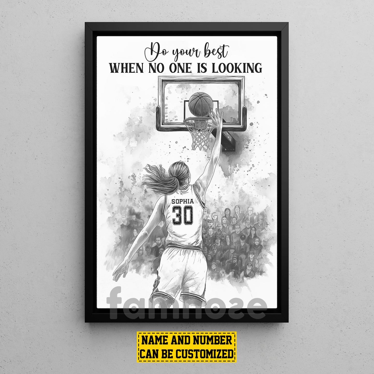 Personalized Basketball Woman Canvas Painting, Do Your Best When No One Is Looking Sports Wall Art Decor, Poster Gift For Basketball Lovers