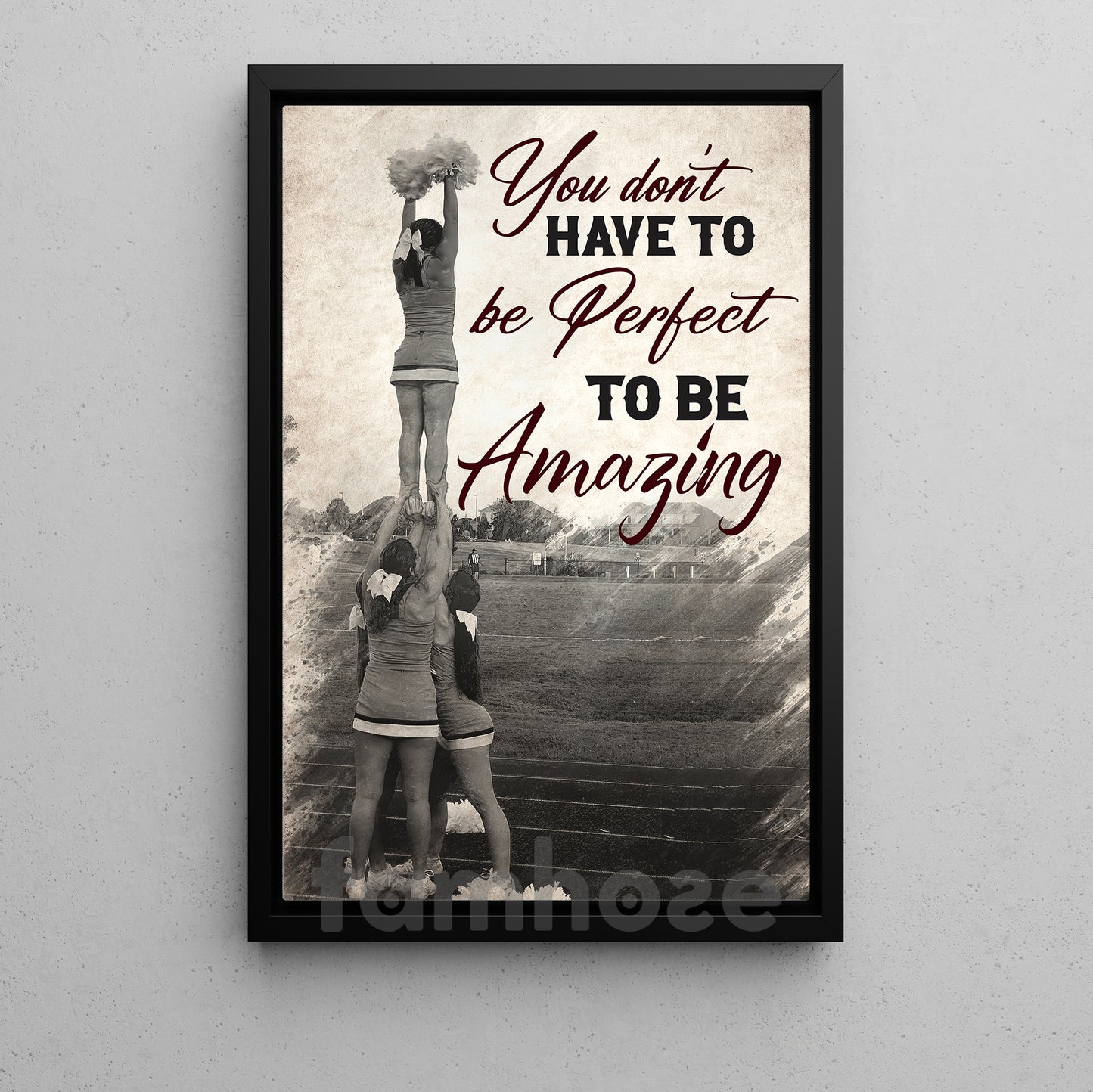 Motivational Cheerleading Canvas Painting, You Don't Have To Be Perfect Wall Art Decor, Poster Gift For Cheerleader