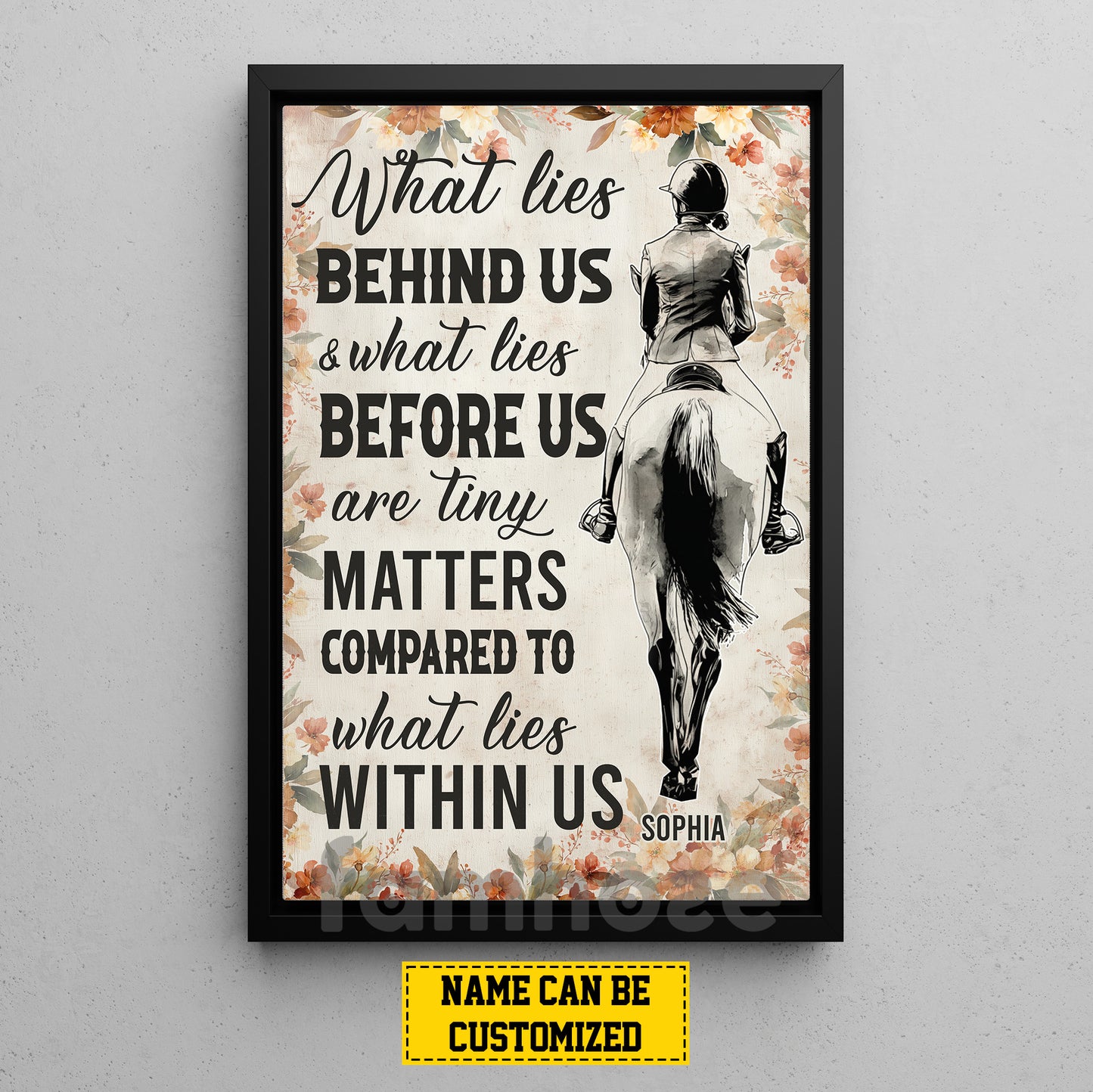 Personalized Horse Riding Canvas Painting, What Lies Behind Us Wall Art Decor, Poster Gift For Horse Girl