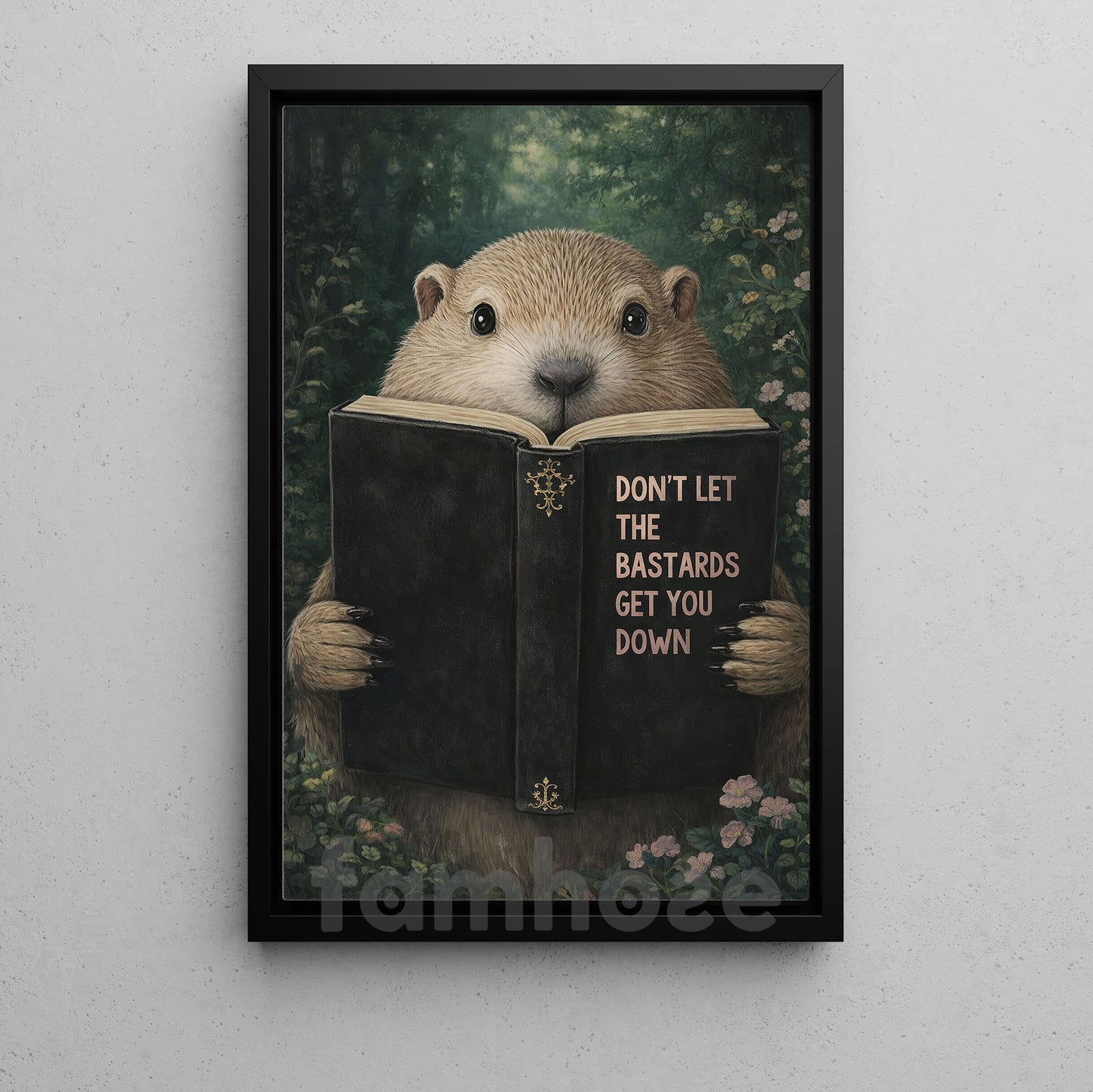 Funny Reading Canvas Painting, Don't Let The Bastards Get You Down Wall Art Decor, Poster Gift For Book Lover