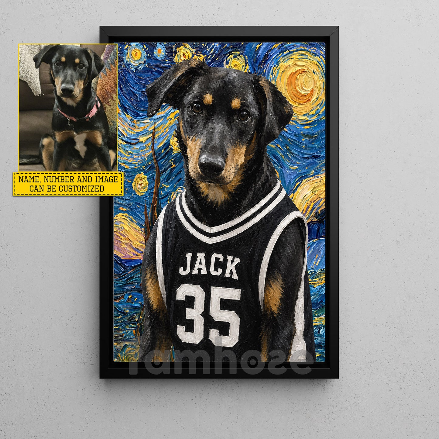 Personalized Basketball Dog Canvas Painting, Your MVP Has Four Paws, Starry Night Wall Art Decor, Poster Gift For Dog Lover, Basketball Lover
