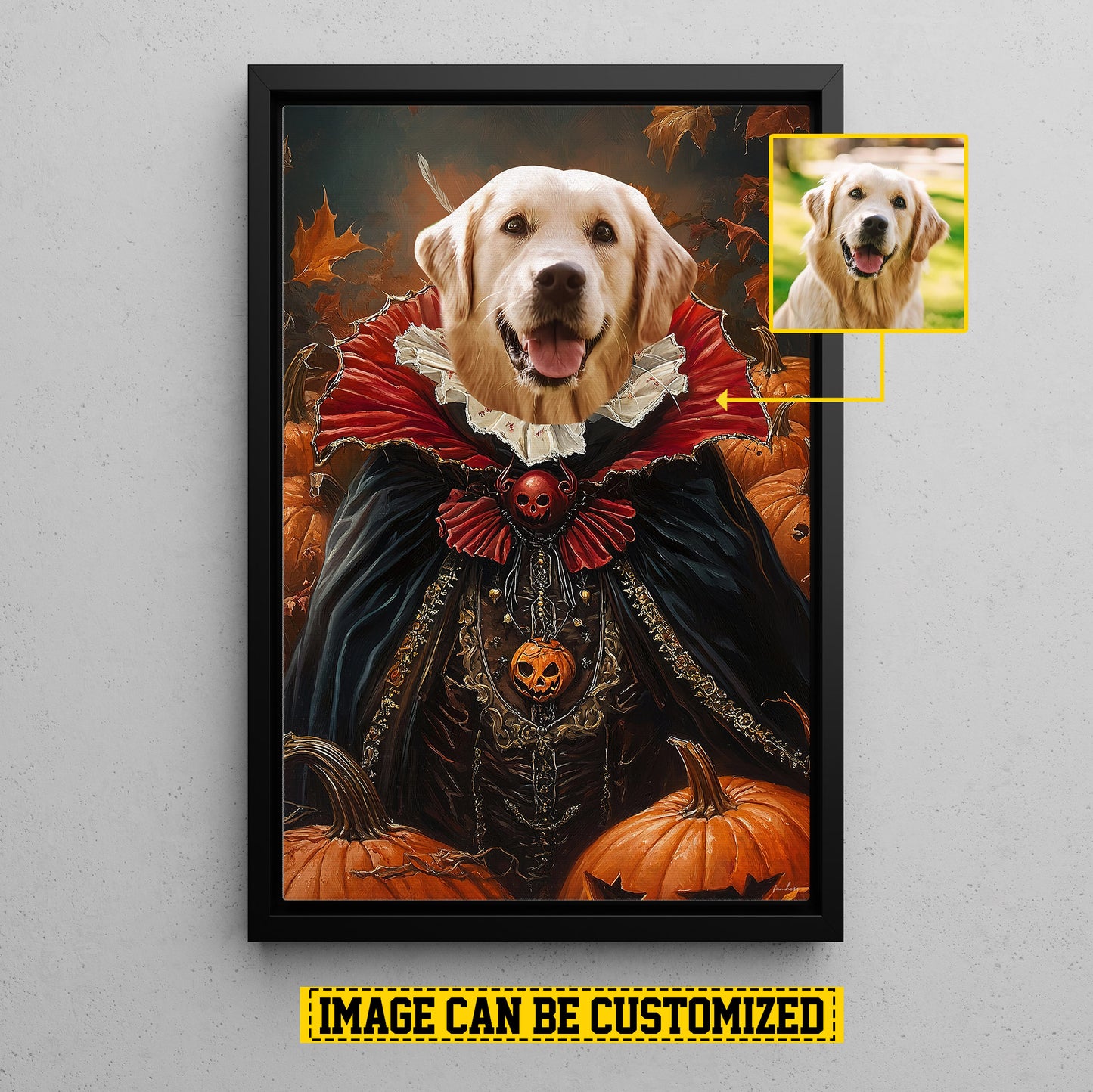 Personalized Victorian Dog Canvas Painting, Spooky Season Wall Art Decor, Halloween Poster Gift For Dog Lovers