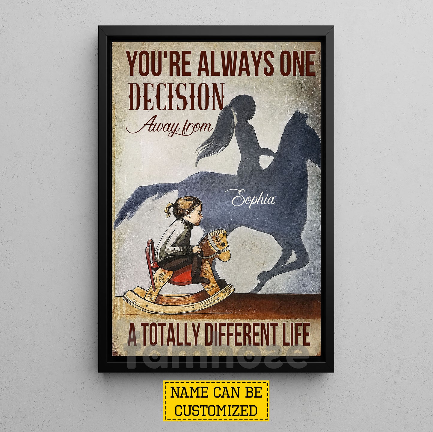 Personalized Horse Riding Girl Canvas Painting, A Totally Different Life Wall Art Decor, Poster Gift For Horse Girl