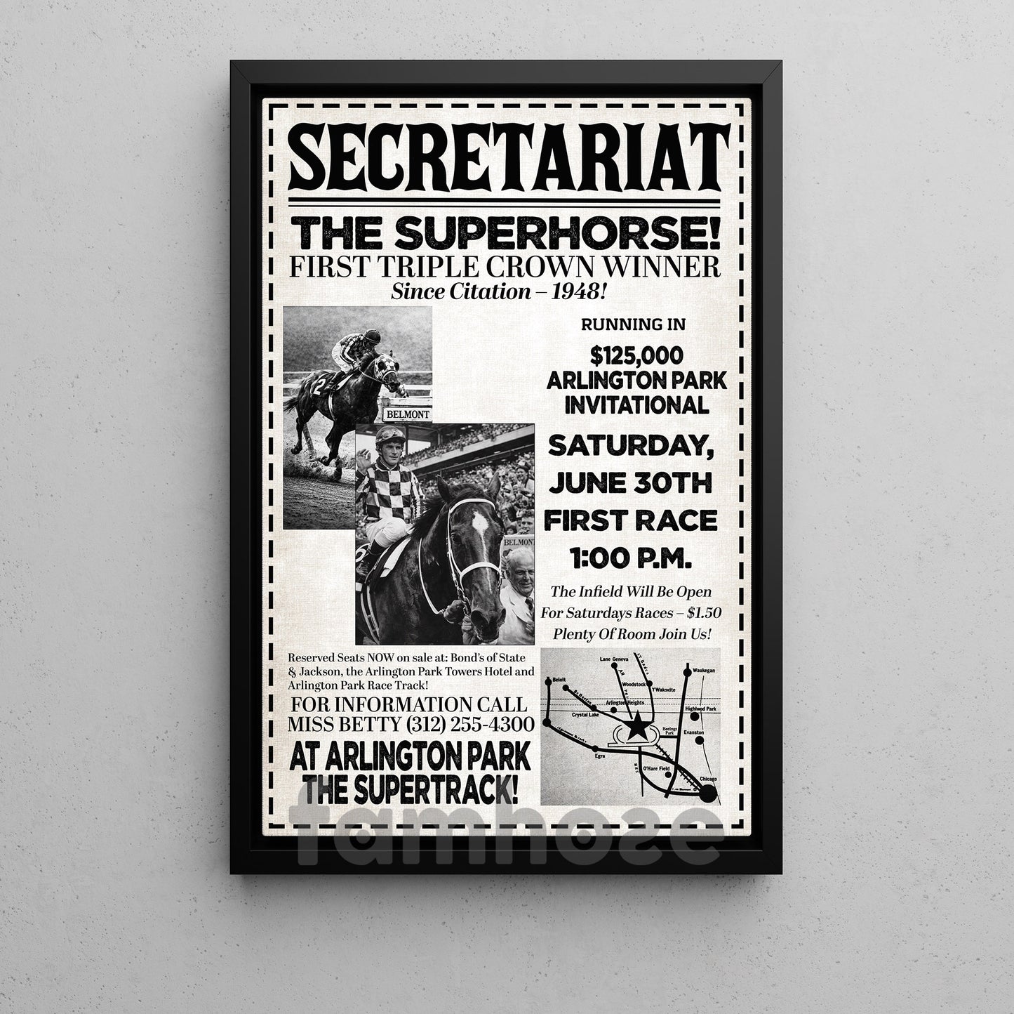 Secretariat Horse Canvas Painting, Secretariat The Superhorse Wall Art Decor, Poster Gift For Horse Racing Lovers, Fan Of Kentucky Derby