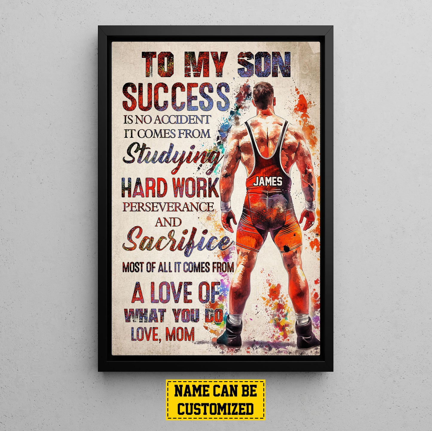 Personalized Wrestling Boy Canvas Painting, To My Son Love Of What You Do, Sports Quotes Wall Art Decor, Poster Gift For Wrestling Lovers, Wrestling Boys