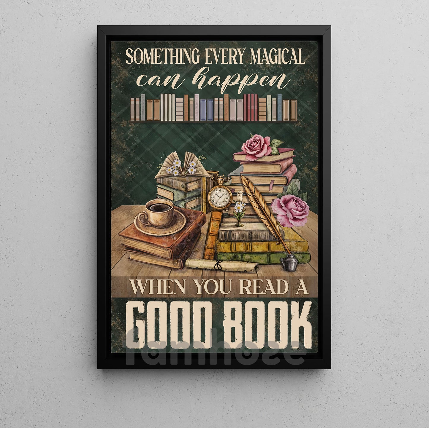 Reading Book Canvas Painting, Something Every Magical Can Happen Wall Art Decor, Poster Gift For Reading Lovers