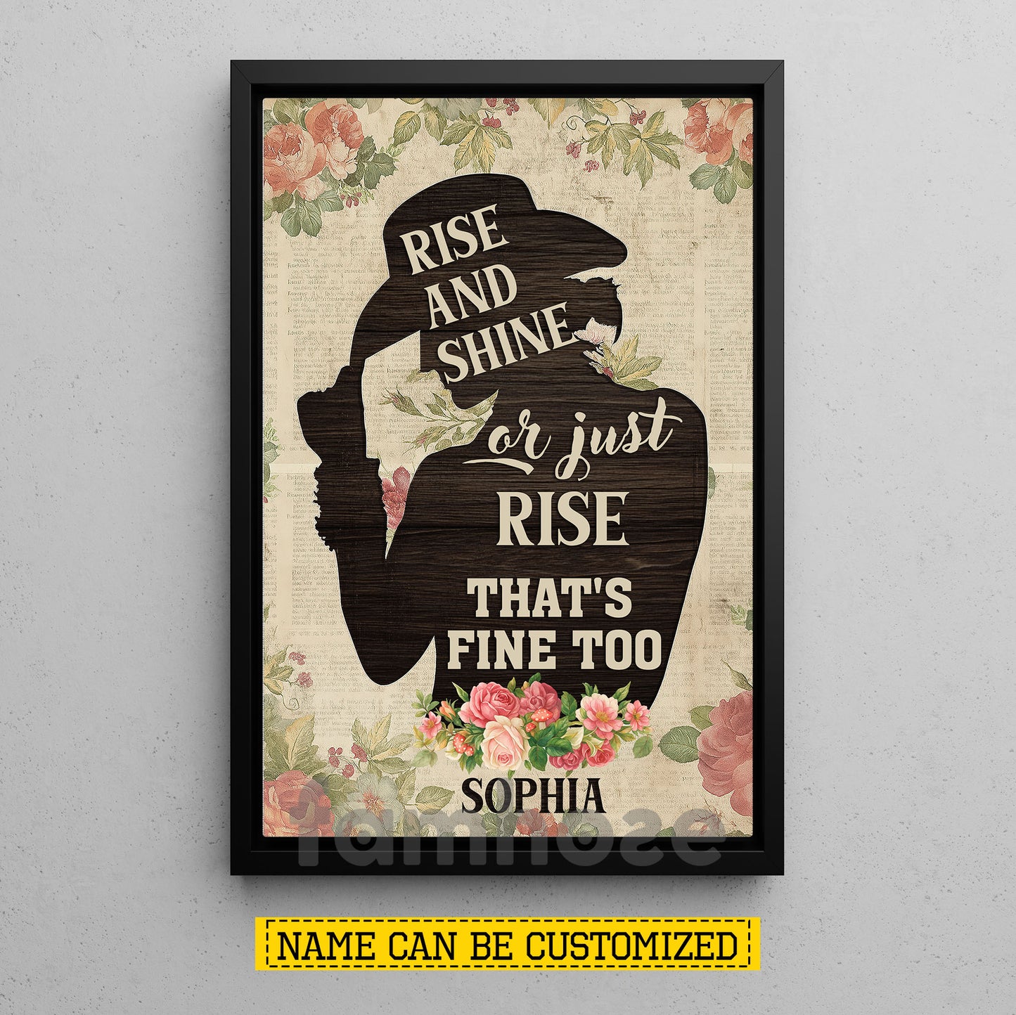 Motivational Personalized Horse Riding Girl Canvas Painting, Rise And Shine Wall Art Decor, Poster Gift For Horse Girl