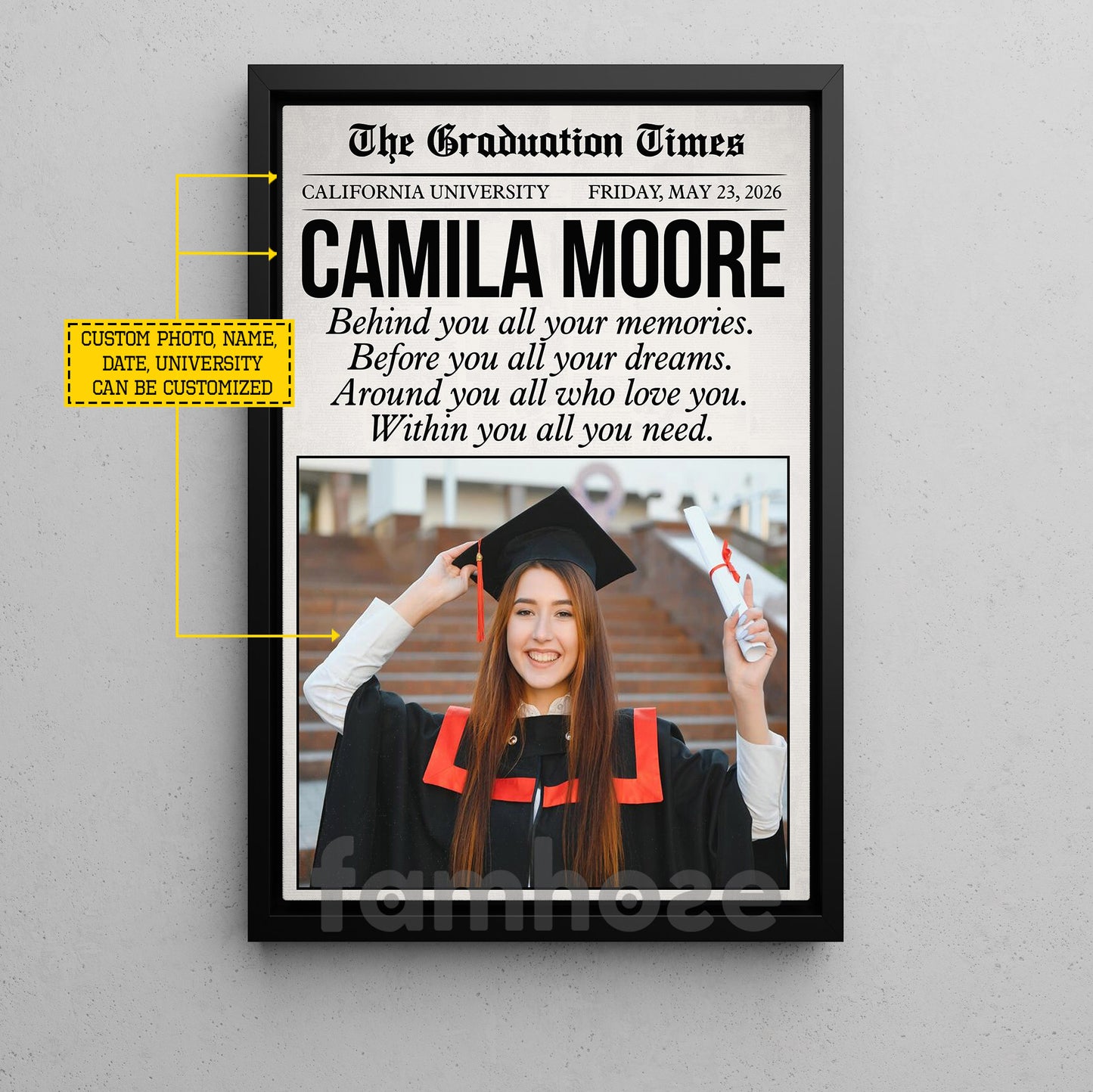 Personalized Graduation Canvas Painting, The Graduation Times Wall Art Decor, Poster Graduation Gift For Graduate
