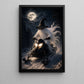 Halloween Snowmobile Ghost Canvas Painting, Midnight Ride Through the Haunted Snow Wall Art Decor, Spooky Season Poster Gift For Snowmobiling Lover