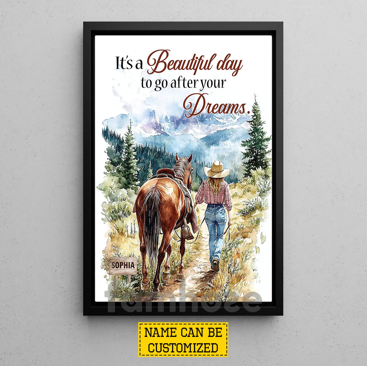 Personalized Cowgirl Canvas Painting, It's A Beautiful Day Wall Art Decor, Poster Gift For Cowgirl
