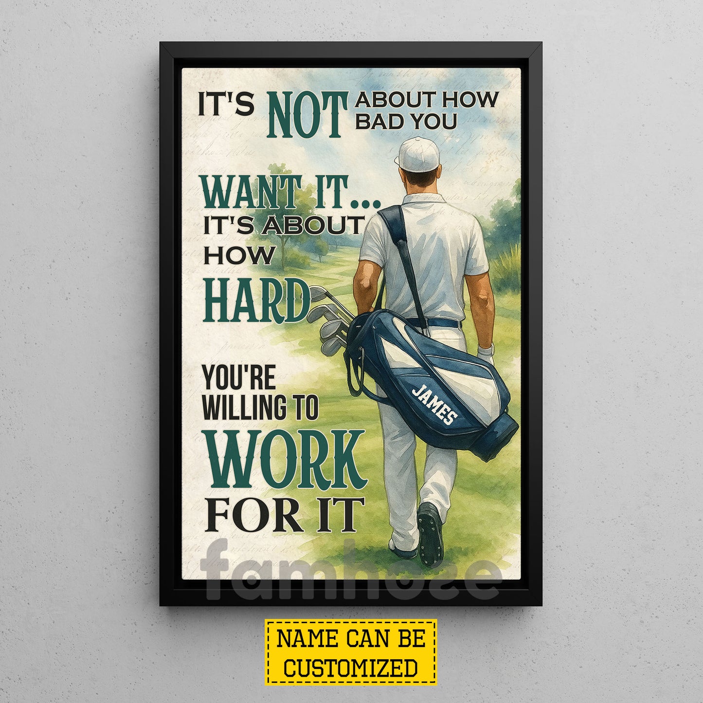 Personalized Golf Man Canvas Painting, You're Willing To Work For It Sport Wall Art Decor, Poster Gift For Golf Lover